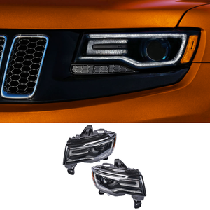 Pair 2016-2021 Jeep Grand Cherokee HID / Xenon Headlights Assembly Black