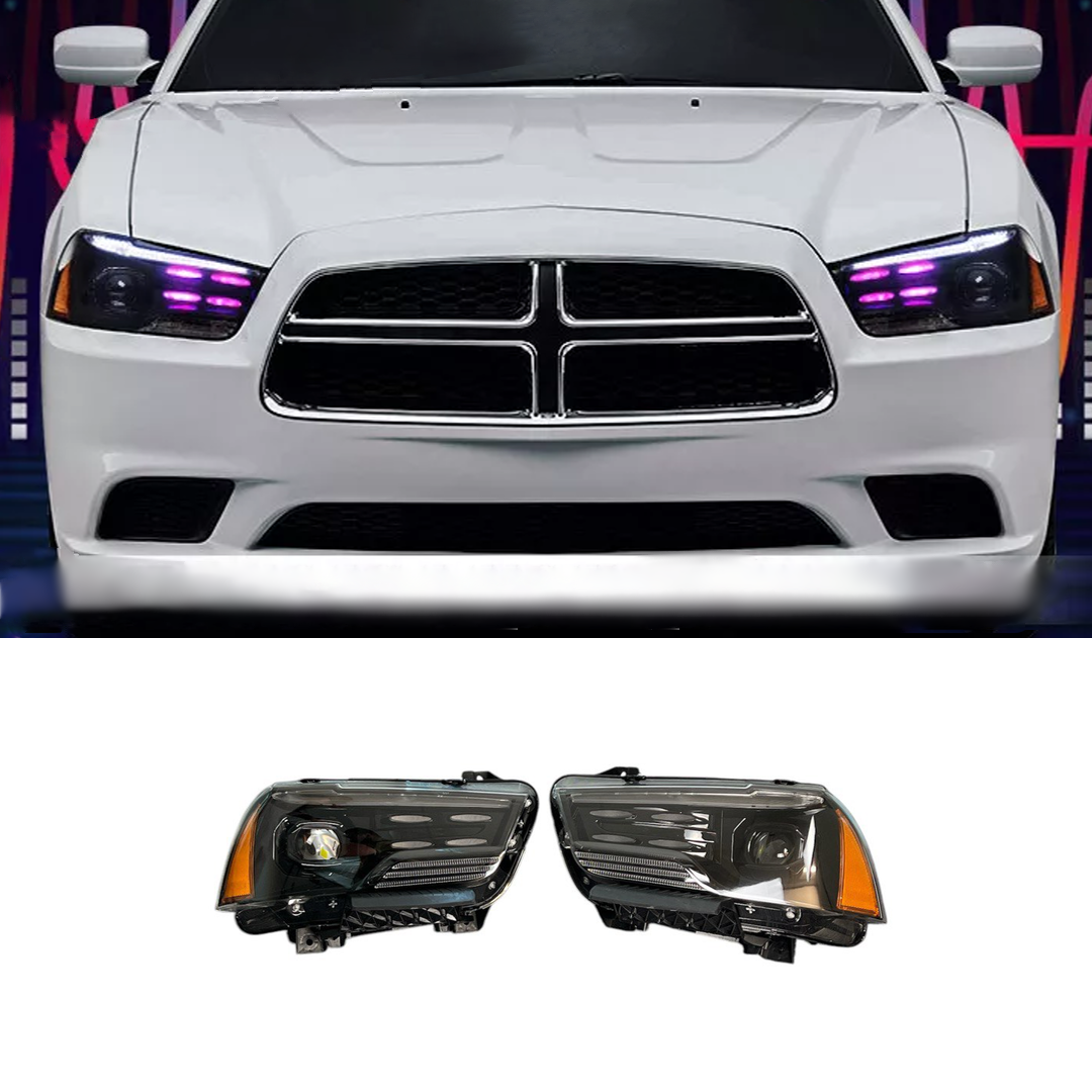 Par de faros delanteros HID/LED RGB multicolor para Dodge Charger 2011-2014