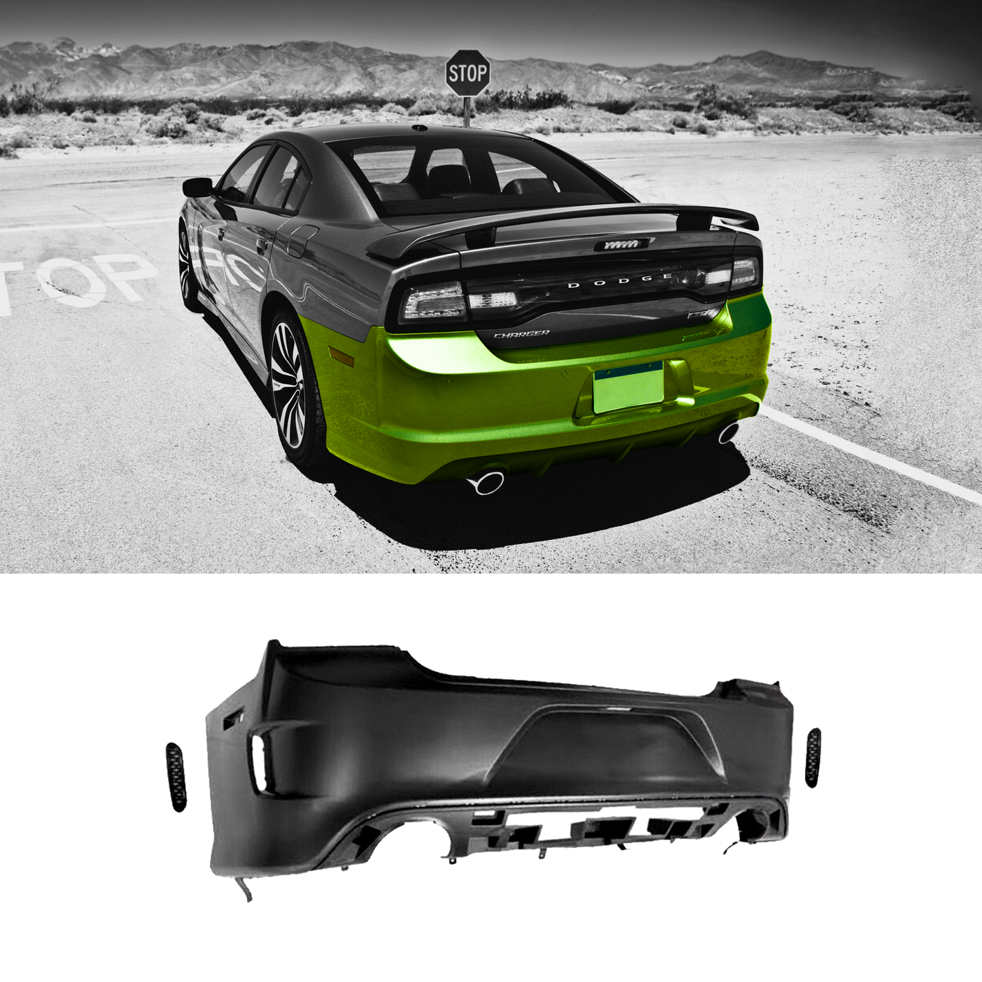 Parachoques trasero estilo SRT del Dodge Charger 2011-2014 (versión antigua a nueva)