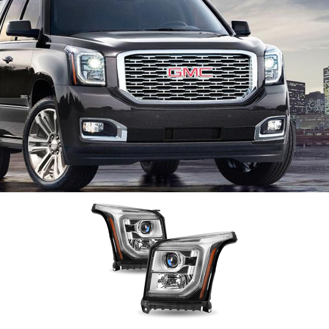 OE Style Headlights For 2015-2020 GMC Yukon - Halogen With LED DRL - Driver & Passenger Side