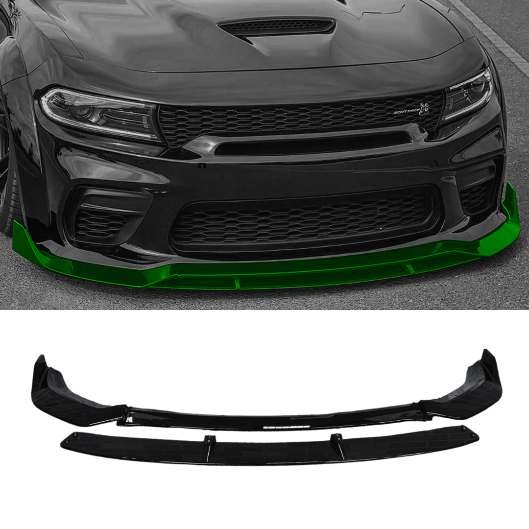 2015-2023 Dodge Charger / Rock Style Front Lip Gloss Black For Widebody