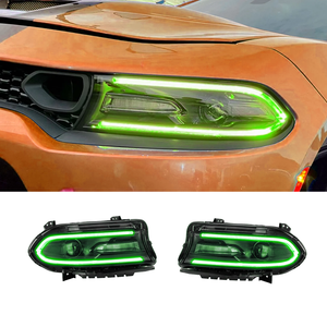 Pair 2015-2023 Dodge Charger / Headlights with LED RGB Style