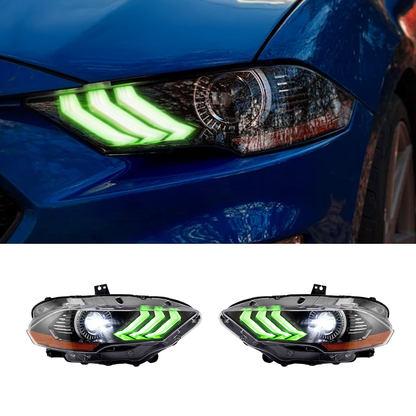 Pair 2018-2023 Ford Mustang / LED Headlights w/ RGB DRL