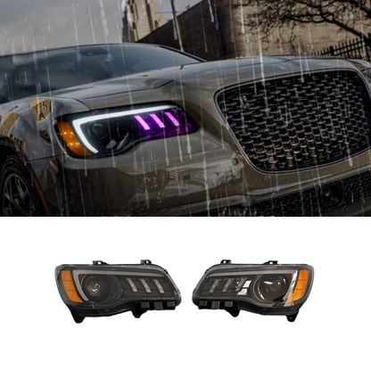 Pair 2011-2023 Chrysler 300 HID / LED RGB Multicolor Headlights