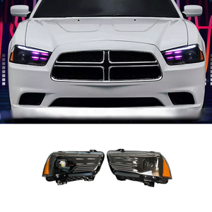 Pair 2011-2014 Dodge Charger HID / LED RGB Multicolor Headlights